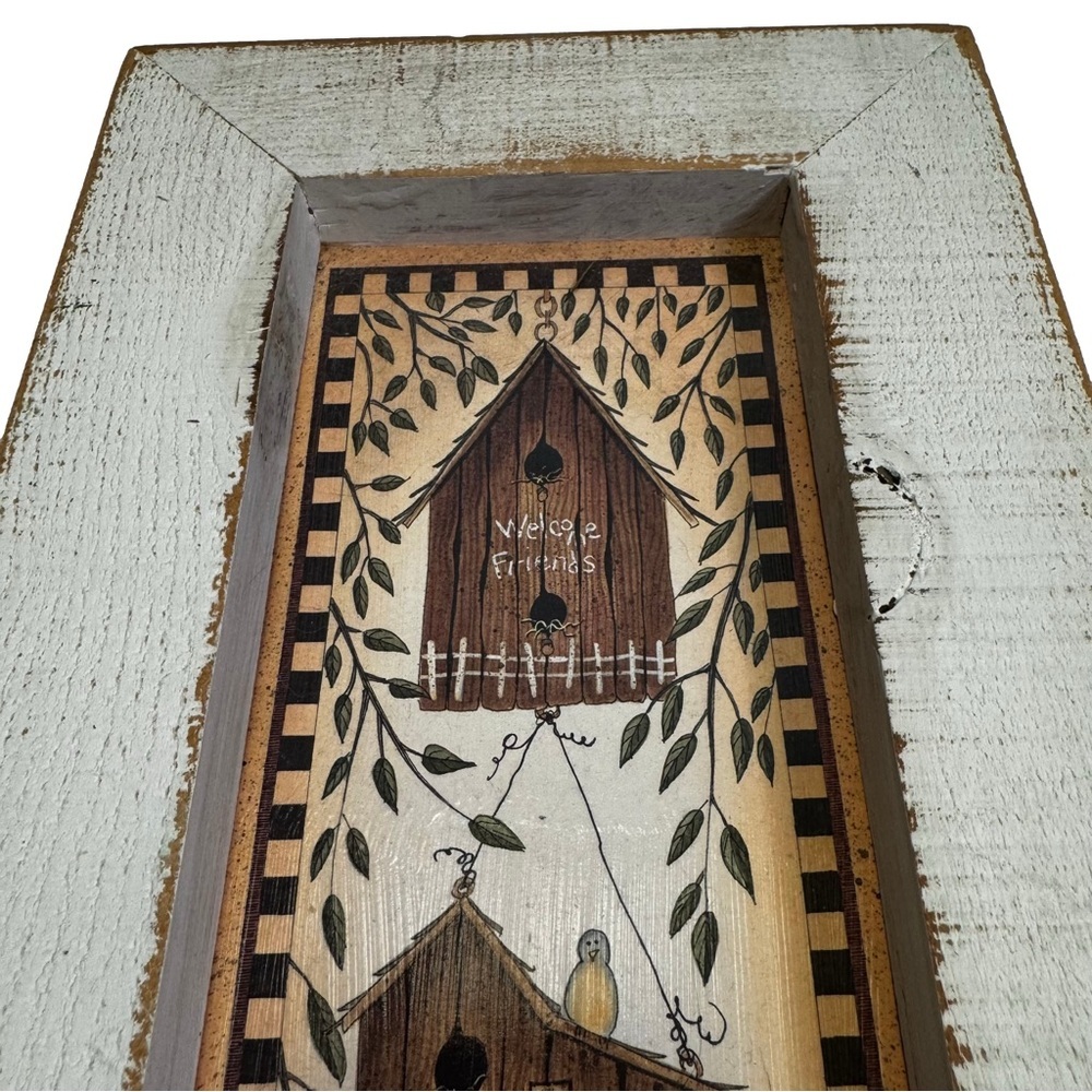 Rustic Farmhouse Birdhouse Wall Art Distressed White Frame Approx. - Picture 4 of 15